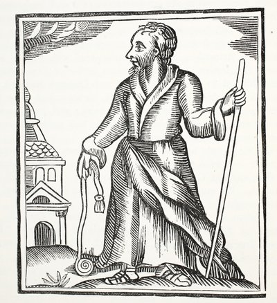 El judío errante, ilustración de Chap-books of the Eighteenth Century por John Ashton, pub. 1882 de English School
