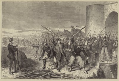 La guerra, soldados franceses destruyendo sus armas después de la rendición de Estrasburgo de English School