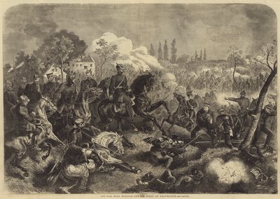 La guerra, el rey Guillermo y su estado mayor en Gravelotte de English School
