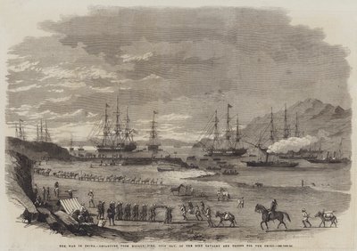 La Guerra en China, Salida del Muelle de Hockly, Bahía de Odin, de la Caballería Sikh y Tropas hacia el Peiho de English School