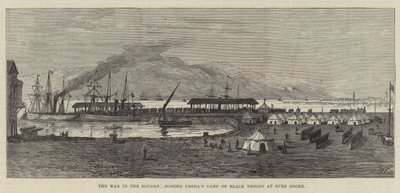 La guerra en Sudán, el campamento de tropas negras de Zobehr Pasha en los muelles de Suez de English School
