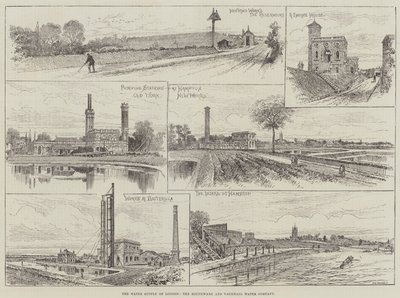 El Suministro de Agua de Londres, la Compañía de Agua de Southwark y Vauxhall (grabado) de English School