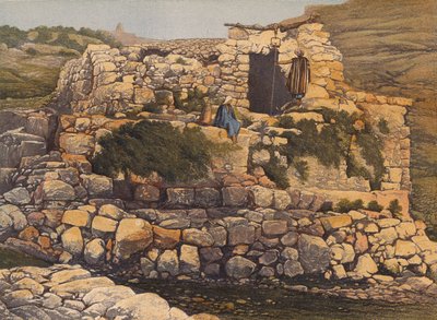 El pozo de En-Rogel, Jerusalén (litografía en color) de English School