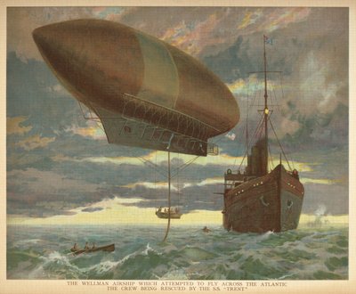 El dirigible Wellman que intentó cruzar el Atlántico, siendo rescatada la tripulación por el S.S. "Trent".Little people