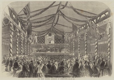 El Eisteddfod Nacional Galés en Aberystwith (grabado) de English School
