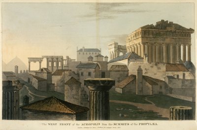La fachada oeste de la Acrópolis desde la cima de la Propilea, ilustración de "Un viaje por Albania y otras provincias... hasta Constantinopla, durante los años 1809-1810", de J.C. Hobhouse. de English School