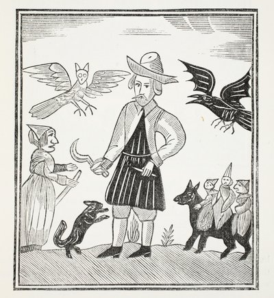 La bruja de los bosques, ilustración de Chap-books of the Eighteenth Century por John Ashton, pub. 1882 de English School