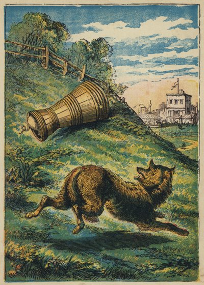 El lobo, el cerdo y la mantequera (litografía en color) de English School