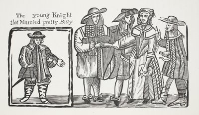 El joven caballero que se casó con la bonita Betty, ilustración de Chap-books del siglo XVIII de John Ashton, pub. 1882 de English School