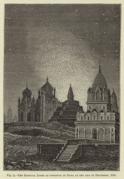 La luz zodiacal observada en India a finales de diciembre de 1874 de English School