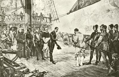 El almirante de la Armada Española se rinde a Drake de English School