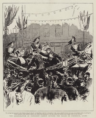 El asesinato del presidente Carnot fuera del Palais de Commerce, Lyon de English School