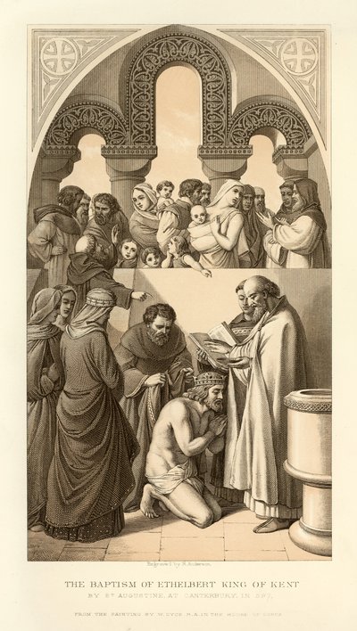 El bautismo de Ethelbert Rey de Kent de English School