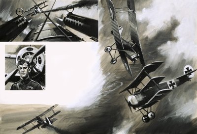 La batalla entre los SE5 británicos y Werner Voss en su triplano Fokker de English School