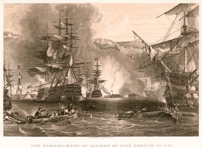 El bombardeo de Argel por Lord Exmouth en 1816 de English School