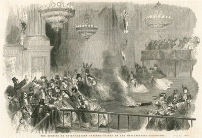 El incendio del Teatro Covent Garden, Londres - huida de los enmascarados de English School