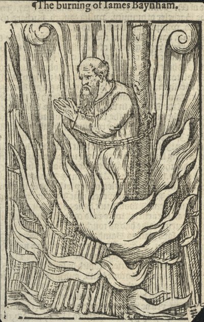 La quema de James Baynham (grabado) de English School