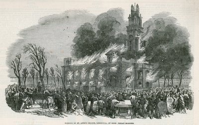 El incendio de la iglesia de Santa Ana en Limehouse de English School