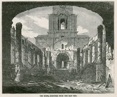 El incendio de la iglesia de Santa Ana en Limehouse de English School