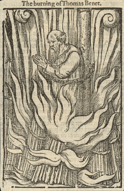 La quema de Thomas Benet (grabado) de English School