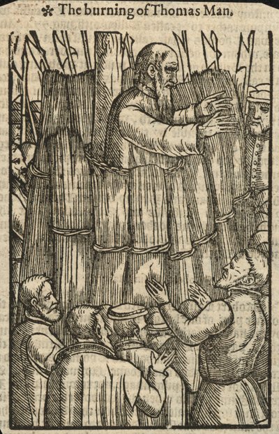 La quema de Thomas Man (grabado) de English School