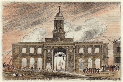 El incendio del Royal Exchange en la Ciudad de Londres de English School