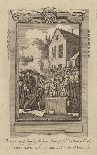 La ceremonia de colocación de la primera piedra del Puente Black Friars de English School