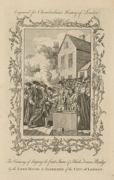La ceremonia de colocación de la primera piedra del puente de Blackfriars de English School