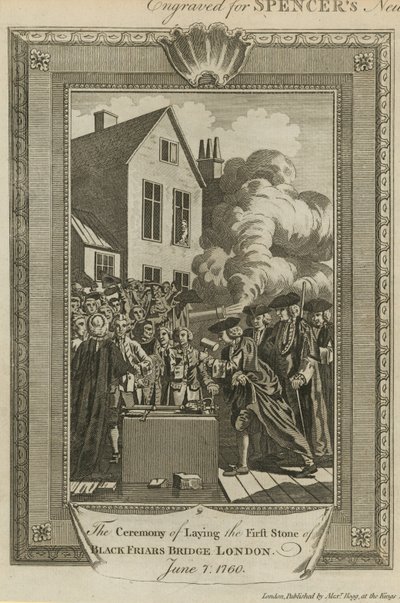 La ceremonia de colocación de la primera piedra del puente de Blackfriars de English School