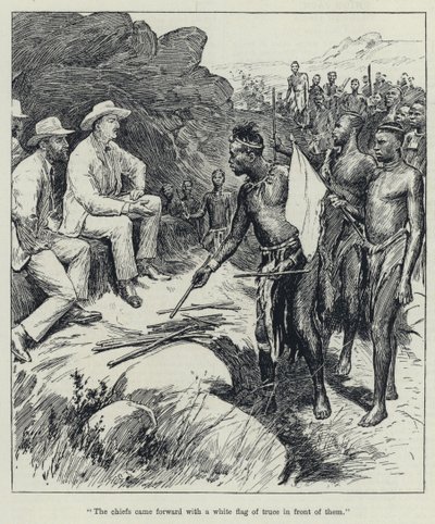 "Los jefes avanzaron con una bandera blanca de tregua frente a ellos" de English School
