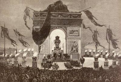 El ataúd del escritor francés Victor Hugo (litografía) de English School