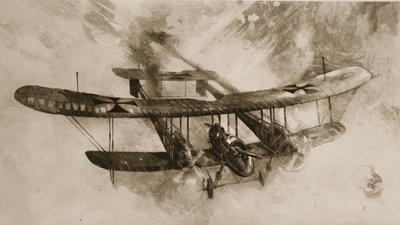 La llegada del gran avión de combate: el biplano alemán de doble tamaño que los aviadores británicos han enfrentado, de The Illustrated War News de English School