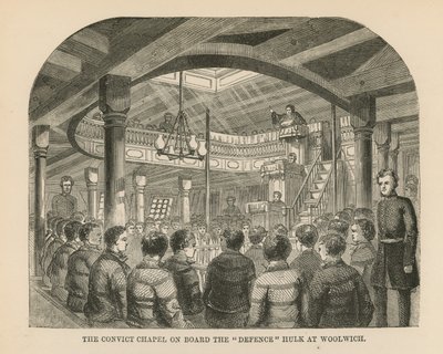 La capilla de convictos a bordo del casco Defensa de English School