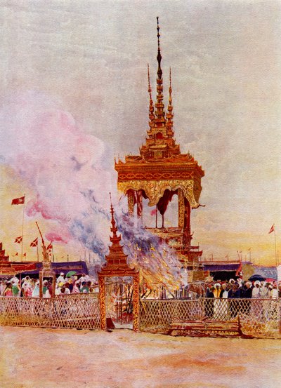 La cremación de un monje birmano o Pongyi, de 