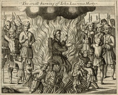 La cruel quema de Juan Lorenzo, mártir (grabado) de English School