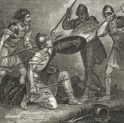 La muerte de Espartaco (grabado) de English School
