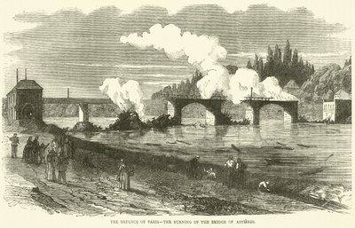 La defensa de París, el incendio del Puente de Asnieres, noviembre 1870 de English School