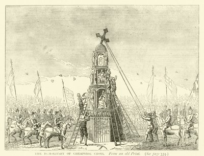 La demolición de Cheapside Cross, de una impresión antigua de English School