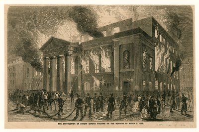 La destrucción del Teatro Covent Garden, Londres, en la mañana del 5 de marzo de 1856 de English School