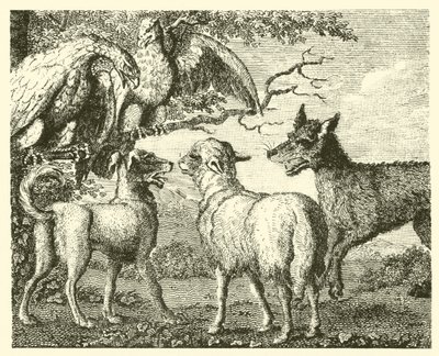 El perro y la oveja (grabado) de English School