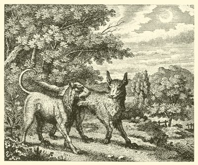El perro y el lobo (grabado) de English School