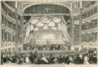 El sorteo de los premios de la Unión de Arte en el Teatro Drury Lane en 1843 de English School