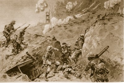 Los terribles huecos que conducían a Oppy Wood, bombarderos británicos trabajando a lo largo de las trincheras alemanas de English School