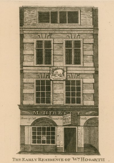 La primera residencia de William Hogarth, Fenchurch Street, Londres de English School