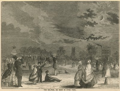 El eclipse, visto en Hyde Park, Londres de English School