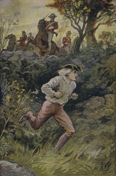 La fuga de Harvey Birch: ilustración de El espía, de James Fenimore Cooper de English School