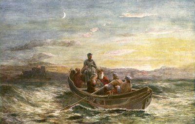 La fuga de María Reina de Escocia del Castillo de Loch Leven de English School