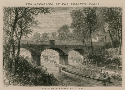 La explosión en el Canal de Regent; Puente de la Puerta Norte como era de English School