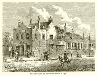 El exterior de Bagnigge Wells en 1780 de English School
