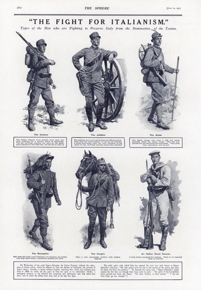 La lucha por el italianismo, Primera Guerra Mundial, 1915 de English School